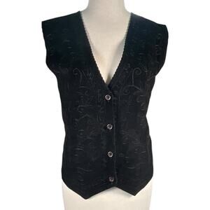 Vintage 90s North Crest Black Corduroy Vest L Artisan Y2K Hobo Boho Boho Grunge